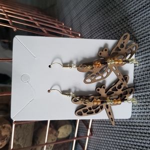 Handmade dragonfly dangling earrings